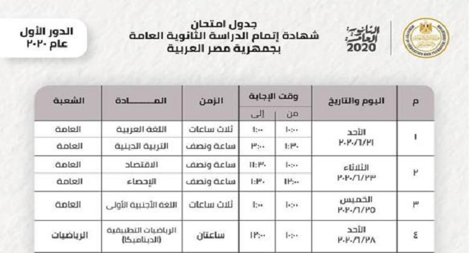 بالصور.. وزير التعليم يعتمد جدول امتحانات الثانوية العامة الجديد