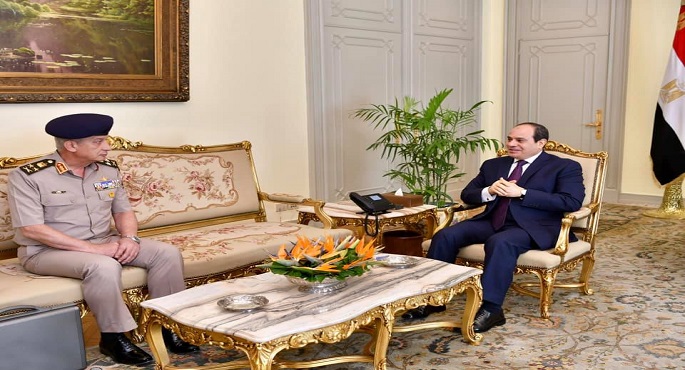 الرئيس السيسى يستقبل القائد العام للقوات المسلحة وزير الدفاع والإنتاج الحربى