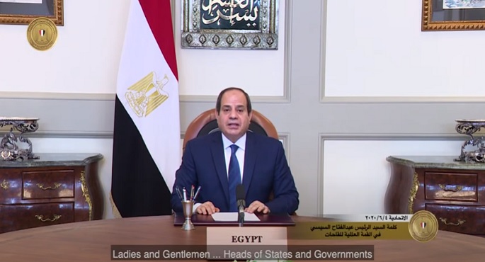 بالفيديو.. الرئيس السيسي يشارك عبر وسائل الاتصال الإليكترونية في القمة العالمية للقاحات