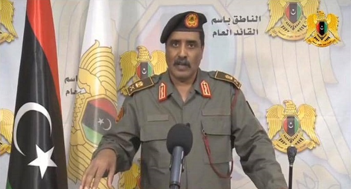 مؤتمر صحفي للمتحدث باسم الجيش الوطني الليبي اللواء أحمد المسماري