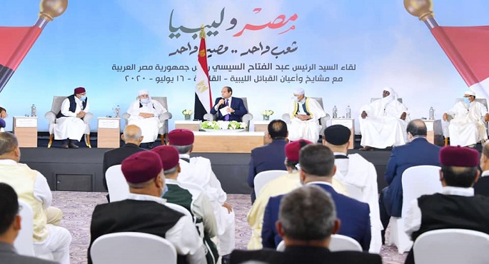 بالفيديو والصور.. السيسي: مصر لن تقف مكتوفة الأيدي في مواجهة تحركات تشكل تهديدا للأمن القومي المصري والليبي والعربي