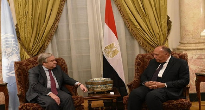 وزير الخارجية يبحث مع سكرتير عام الأمم المتحدة الوضع في ليبيا