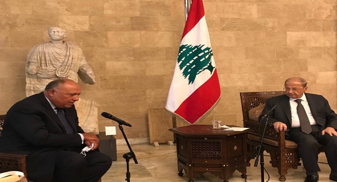 بالصور.. الخارجية: الرئيس اللبنانى يستقبل الوزير شكري في بيروت