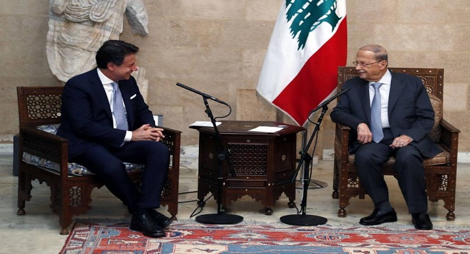 رئيس وزراء إيطاليا يلتقي ميشال عون.. ويؤكد أهمية تشكيل الحكومة اللبنانية سريعا