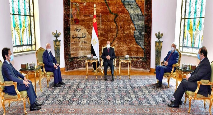 الرئيس السيسي يلتقي عقيلة صالح والمشير حفتر بقصر الاتحادية