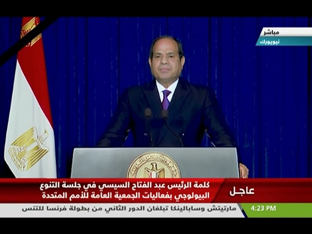 كلمة الرئيس عبدالفتاح السيسي في جلسة التنوع البيولوجي بفعاليات الجمعية العامم للأمم المتحدة