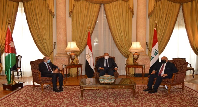 مؤتمر صحفي لوزراء خارجية مصر والاردن والعراق