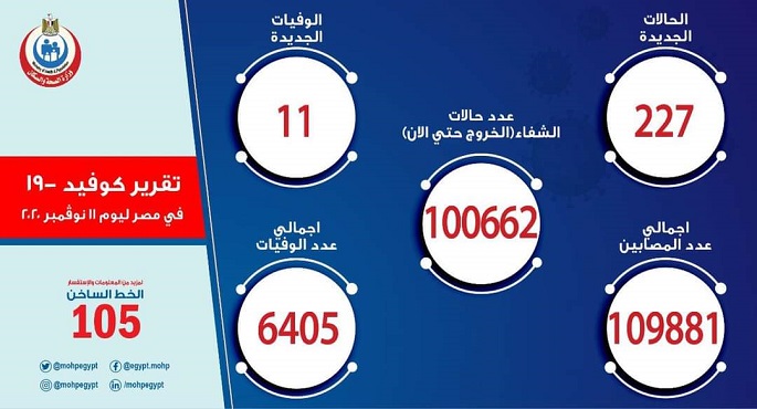 الصحة: ارتفاع حالات الشفاء من مصابي كورونا لـ 100662.. وتسجيل 227 حالة جديدة