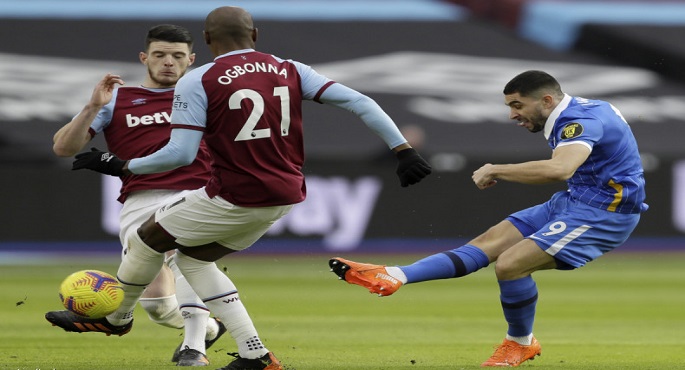 ويست هام يتعادل مع برايتون 2-2 في الدوري الإنجليزي لكرة القدم
