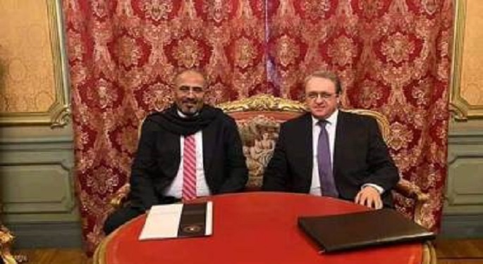 مبعوث الرئيس الروسي يبحث مع رئيس المجلس الانتقالي الجنوبي التطورات في اليمن