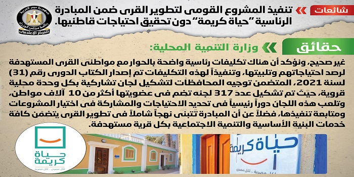 بالصور.. مجلس الوزراء: لا صحة لتنفيذ المشروع القومي لتطوير القرى دون تحقيق احتياجات قاطنيها