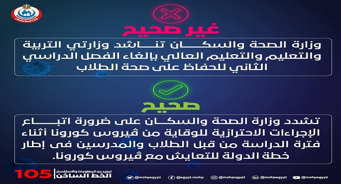بالصور.. “الصحة” تنفي ما تردد عن طلبها إلغاء الفصل الدراسي الثاني بسبب كورونا