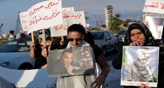 وقفة احتجاجية لأهالي ضحايا انفجار ميناء بيروت بمناسبة مرور 7 أشهر