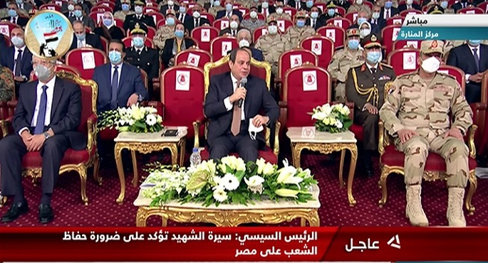 بالفيديو.. الرئيس السيسي: سيرة الشهيد تحتم على المصريين الحفاظ على بلدهم