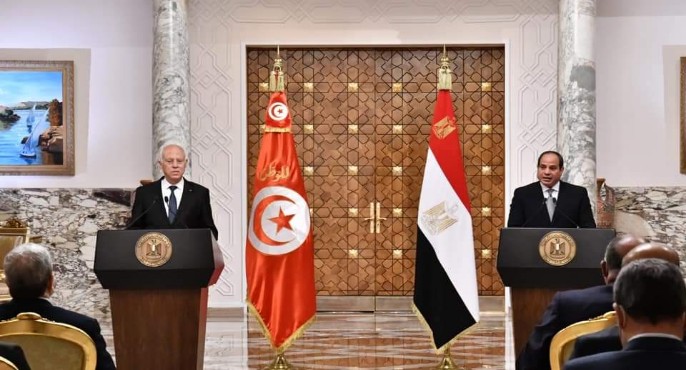 مؤتمر صحفى للرئيس السيسي والرئيس قيس سعيد بالاتحادية
