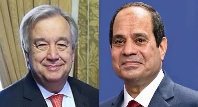 الرئيس السيسي يبحث هاتفيا مع جوتيريش تطورات الأوضاع في الاراضى الفلسطينية