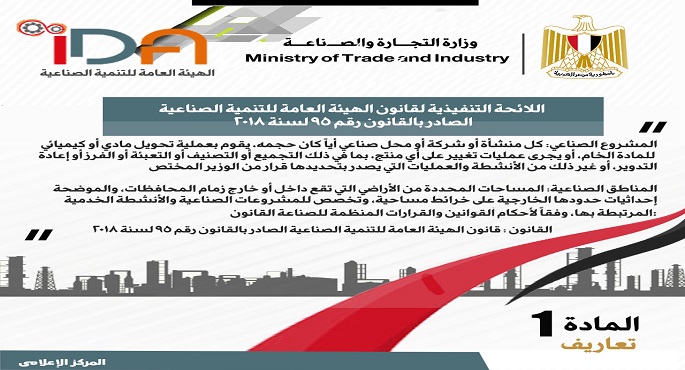 الجريدة الرسمية تنشر قرار وزيرة التجارة والصناعة بشأن اصدار اللائحة التنفيذية لقانون الهيئة العامة للتنمية الصناعية