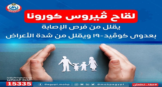 وزارة الصحة : لقاح كورونا يقلل من فرص الإصابة ويحمى من الأعراض الشديدة