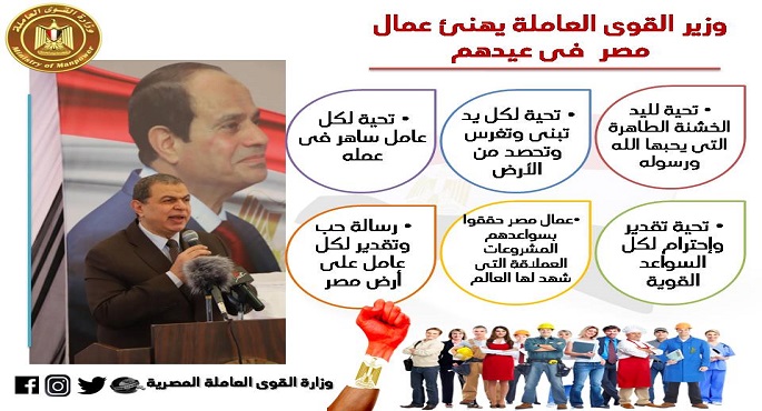 وزير القوى العاملة: عيد العمال هو تكريم لكل السواعد القوية التي تعمل في خدمة الوطن