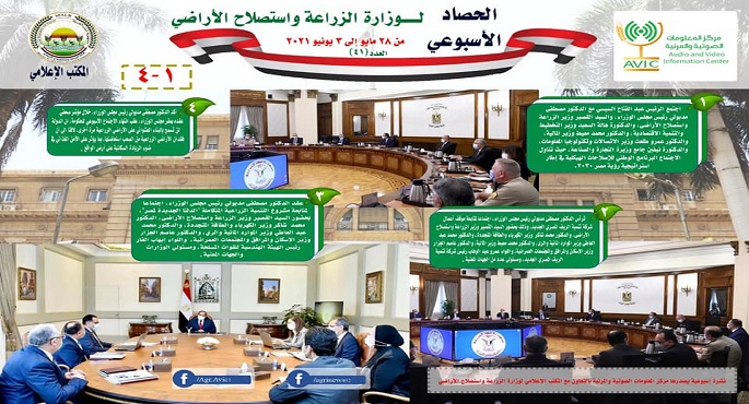 بالإنفوجراف .. الحصاد الأسبوعي لأنشطة وزارة الزراعة في الفترة من ٢٨ مايو إلى ٣ يونيو