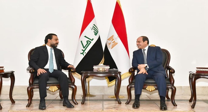 الرئيس السيسي يلتقي رئيس مجلس النواب العراقي محمد الحلبوسي