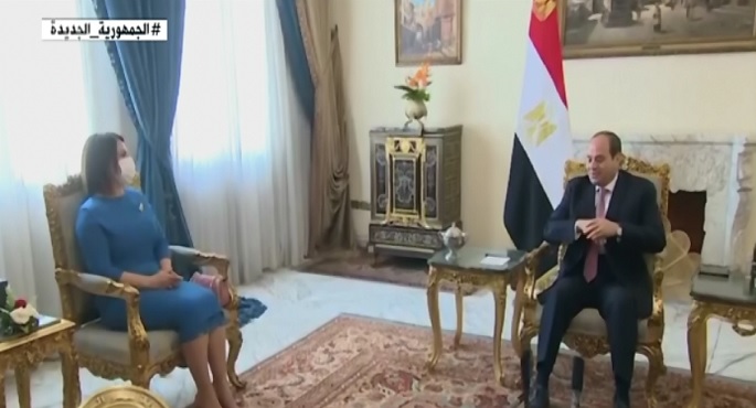 مقابلة السيد الرئيس عبد الفتاح السيسي مع السيدة الدكتورة نجلاء المنقوش