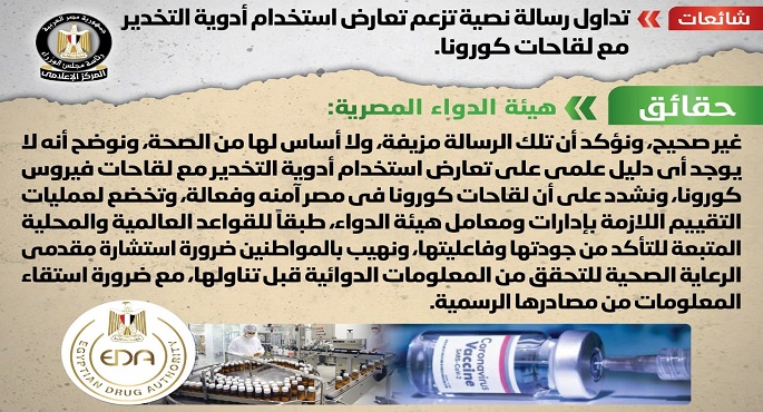 الحكومة تنفى تعارض استخدام أدوية التخدير مع لقاحات كورونا