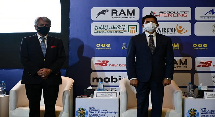 وزير الرياضة ورئيس الاتحاد الدولي للخماسي الحديث يشهدان مؤتمر الإعلان عن تفاصيل بطولة العالم