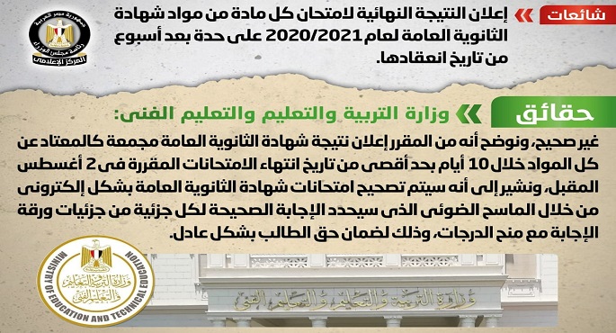 بالصور.. مجلس الوزراء ينفي إعلان النتيجة النهائية لامتحان كل مادة بالثانوية العامة على حدة