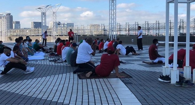 بعثة مصر تؤدي صلاة عيد الأضحى في القرية الأولمبية بطوكيو
