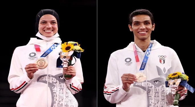 هداية ملاك وسيف عيسى يحققان أول ميداليتين لمصر في أولمبياد طوكيو