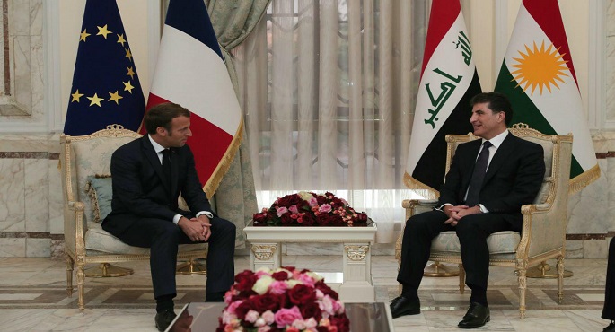 بارزاني يبحث مع الرئيس الفرنسي سبل تنفيذ اتفاق سنجار وعودة النازحين