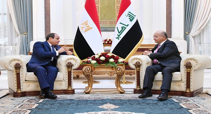 بالصور .. الرئيس العراقي يستقبل الرئيس السيسي ويستعرضان العلاقات الثنائية المشتركة
