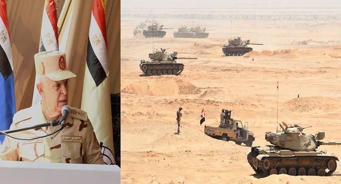 بالصور ..الفريق محمد فريد يشهد تنفيذ المرحلة الرئيسية للمشروع التكتيكى بجنود ” بدوى 2021 ” بالذخيرة الحية