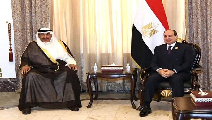 بالصور .. الرئيس السيسي لرئيس وزراء الكويت : أمن الخليج يمثل لمصر أحد الركائز الأساسية للأمن القومي العربي