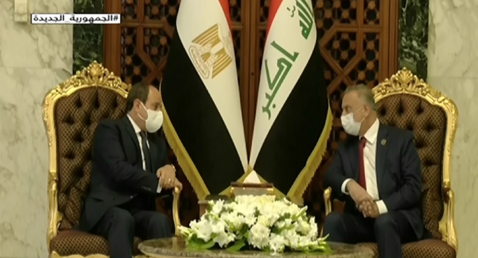 بالفيديو .. جلسة مباحثات بين الرئيس السيسي ورئيس وزراء العراق