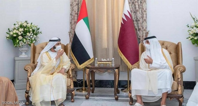 نائب رئيس الإمارات يلتقي أمير قطر على هامش مؤتمر بغداد