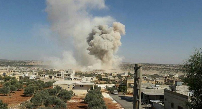 نشوب حريق في محيط بلدة جورين بريف حماة جراء اعتداء التنظيمات الإرهابية بالقذائف الصاروخية