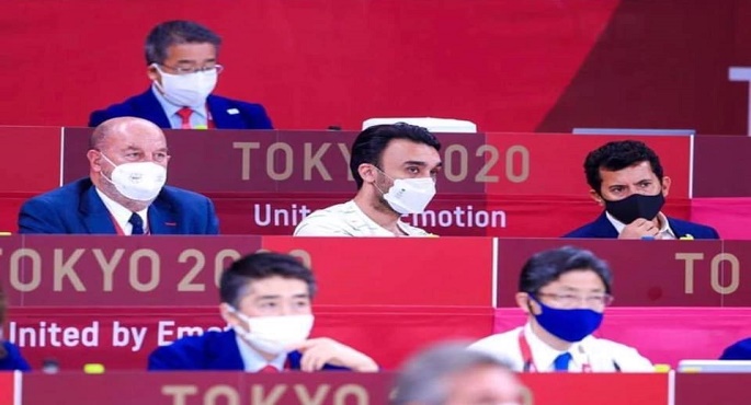 وزير الرياضة يلتقي نظيره السعودي خلال مؤازرتهما للاعبي الكاراتيه بأولمبياد طوكيو