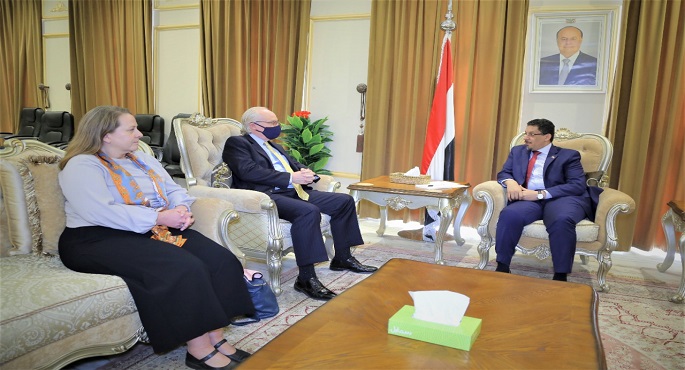 وزير خارجية اليمن يبحث مع المبعوثين الأمريكي والأممي سبل تحقيق السلام