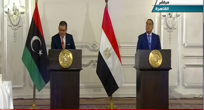 مؤتمر صحفي لرئيس الوزراء ونظيرة الليبي عقب اجتماع اللجنة المصرية الليبية العليا