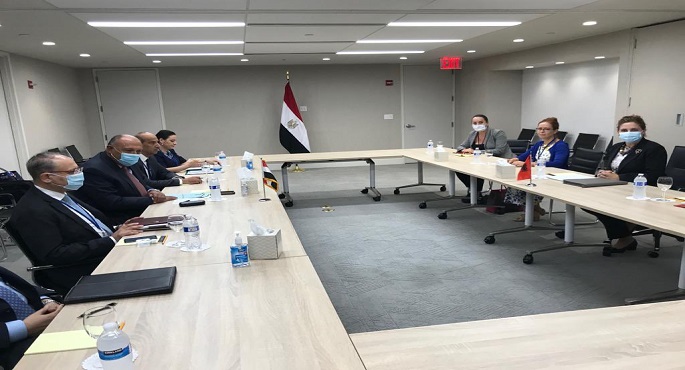 شكري يبحث مع نظيرته الألبانية تعزيز التعاون وتنسيق الموافق بين البلدين