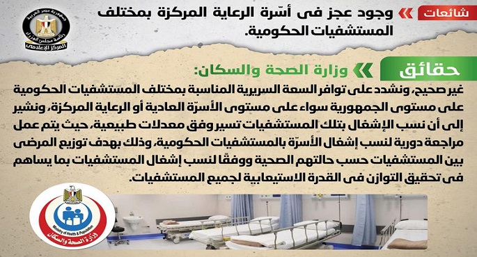 الحكومة تنفي وجود عجز في أسّرة الرعاية المركزة بمختلف المستشفيات الحكومية