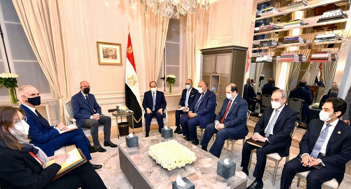 بالفيديو.. الرئيس السيسي يستعرض مع رئيس المجلس الأوروبي جوانب العلاقة بين مصر والاتحاد الأوروبي