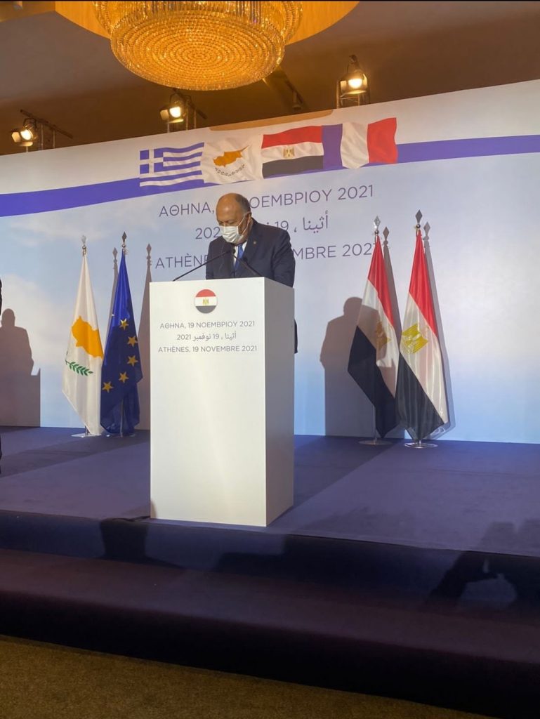 مؤتمر صحفي وزير الخارجية سامح شكري وزراء خارجية اليونان قبرص فرنسا