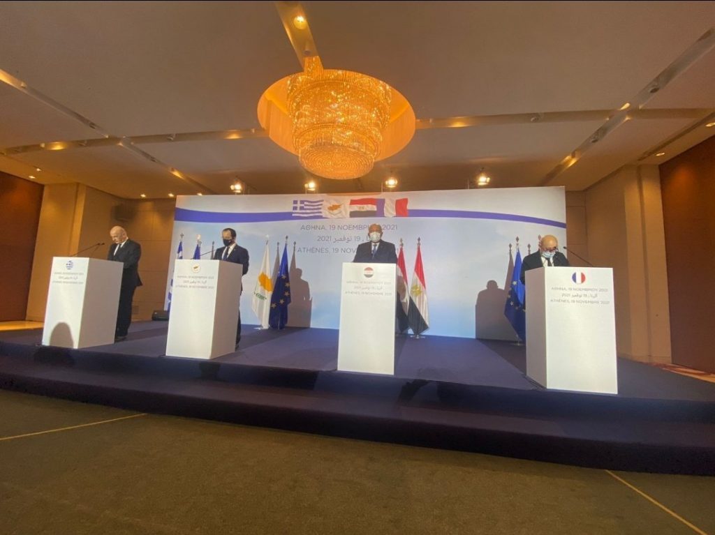 مؤتمر صحفي وزير الخارجية سامح شكري وزراء خارجية اليونان قبرص فرنسا