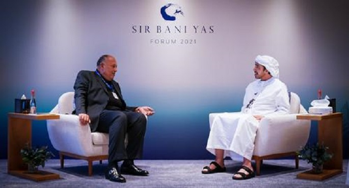 بالصور .. شكرى يبحث مع نظيره الإماراتى العلاقات الثنائية والقضايا العربية