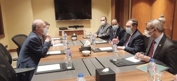 بالصور.. مباحثات ثنائية بين وزير البترول ومستشار الرئيس الفلسطيني للشؤون الاقتصادية