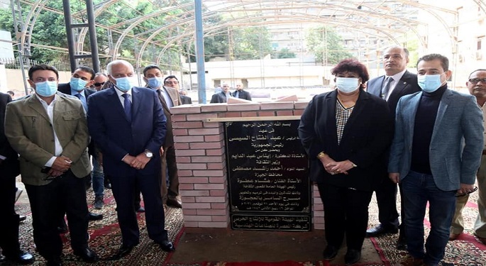 بالصور.. وزيرة الثقافة ومحافظ الجيزة يضعان حجر أساس مشروع تطوير مسرح السامر
