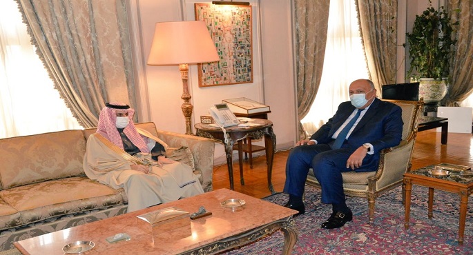 بالصور.. شكرى يعقد جلسة مباحثات مع نظيره السعودى بمقر الخارجية